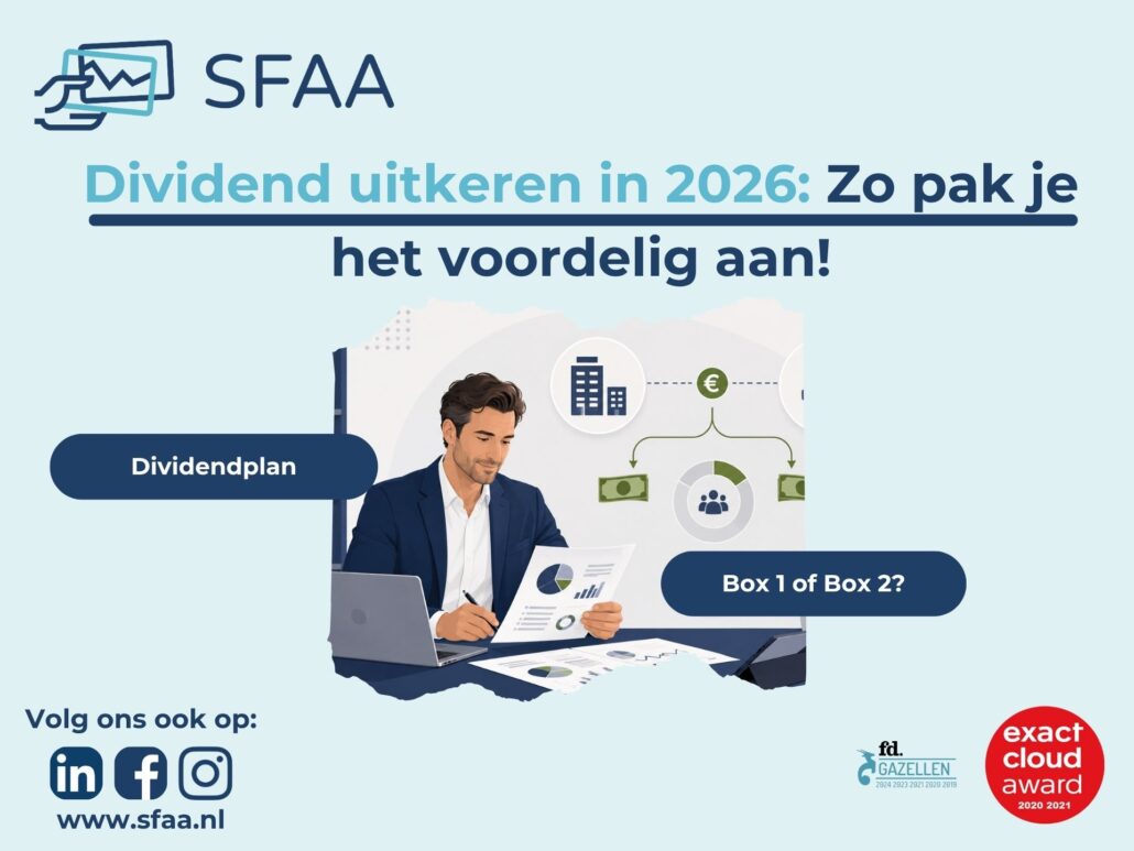 Blog omslagofoto Dividend uitkeren in 2026 voor ondernemers, ondernemer die dividend aan het uitrekenen is.